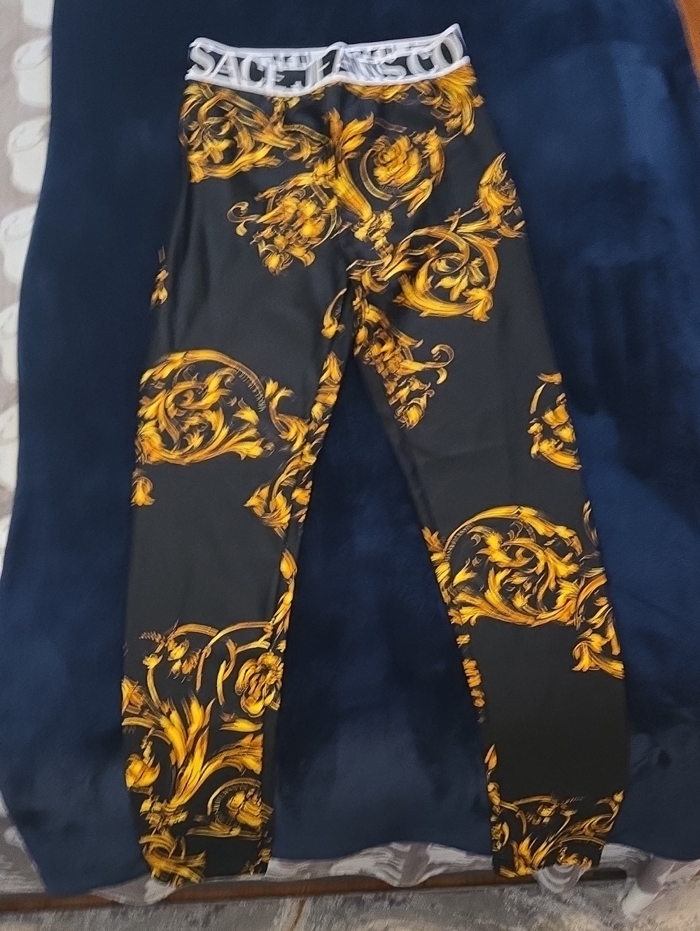 Versace Jeans Couture Baroque Print Leggings with Logo Waistband